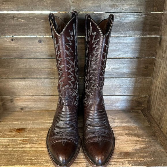 Mens Dan Post Rod Dark Brown Western Leather Cowboy Boots‎ Size 7.5 D GUC - Picture 3 of 7